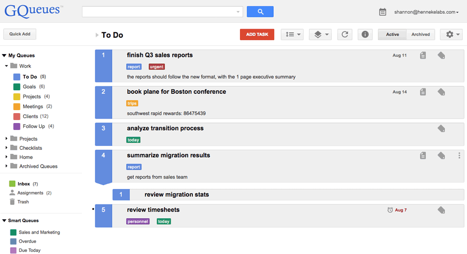 GQueues Google Workspace screenshot